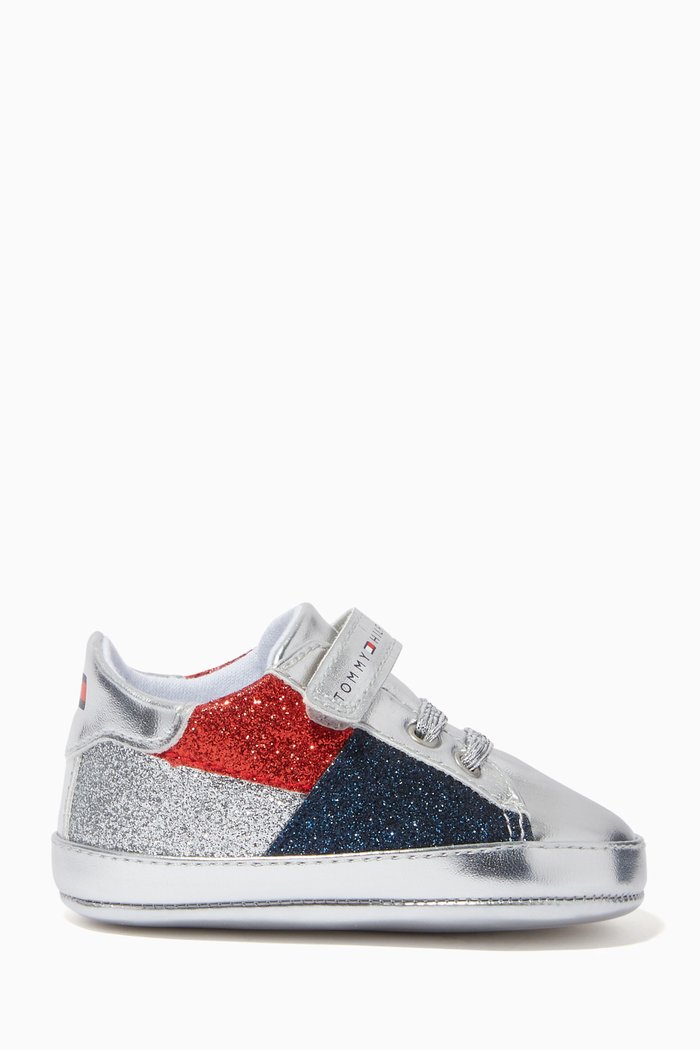 

Velcro Sneakers in Glitter, Silver