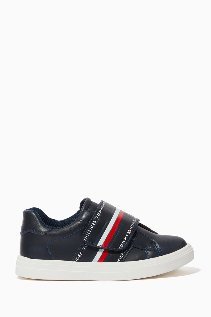 

Velcro Sneakers in Faux Leather, Blue