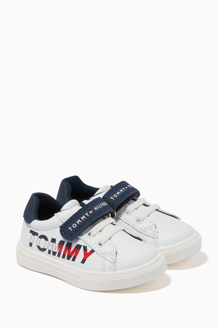 

Logo Velcro Sneakers in Faux Leather, White