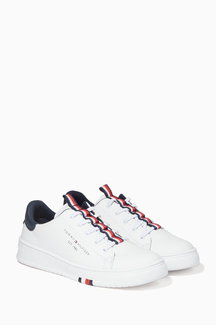 

Flag Sneakers in Faux Leather, White
