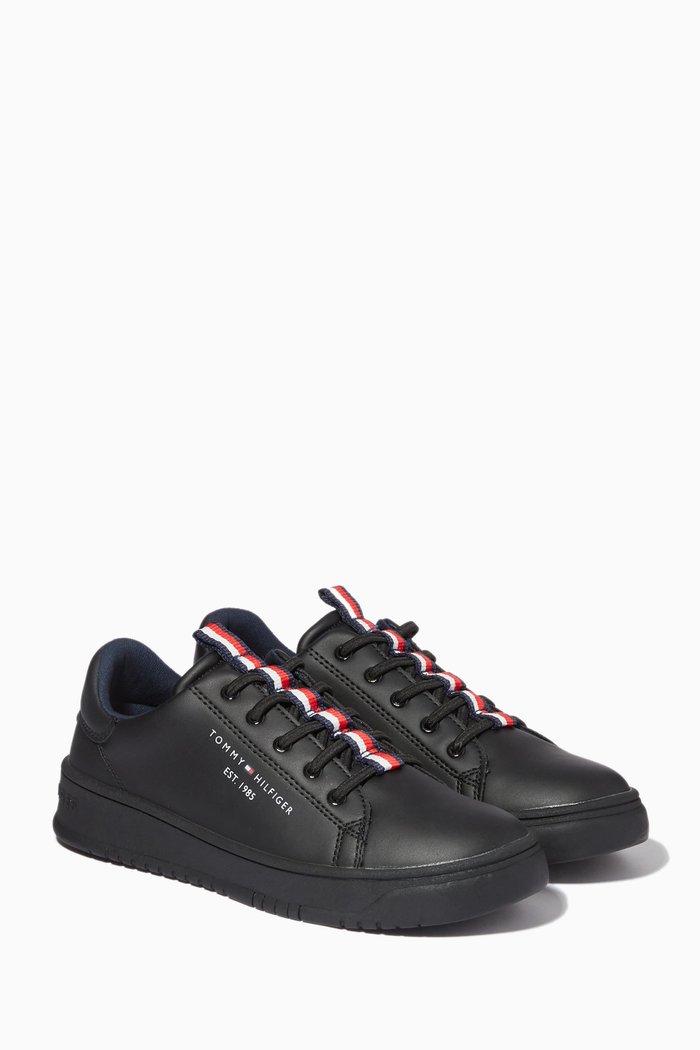 

Flag Sneakers in Faux Leather, Black
