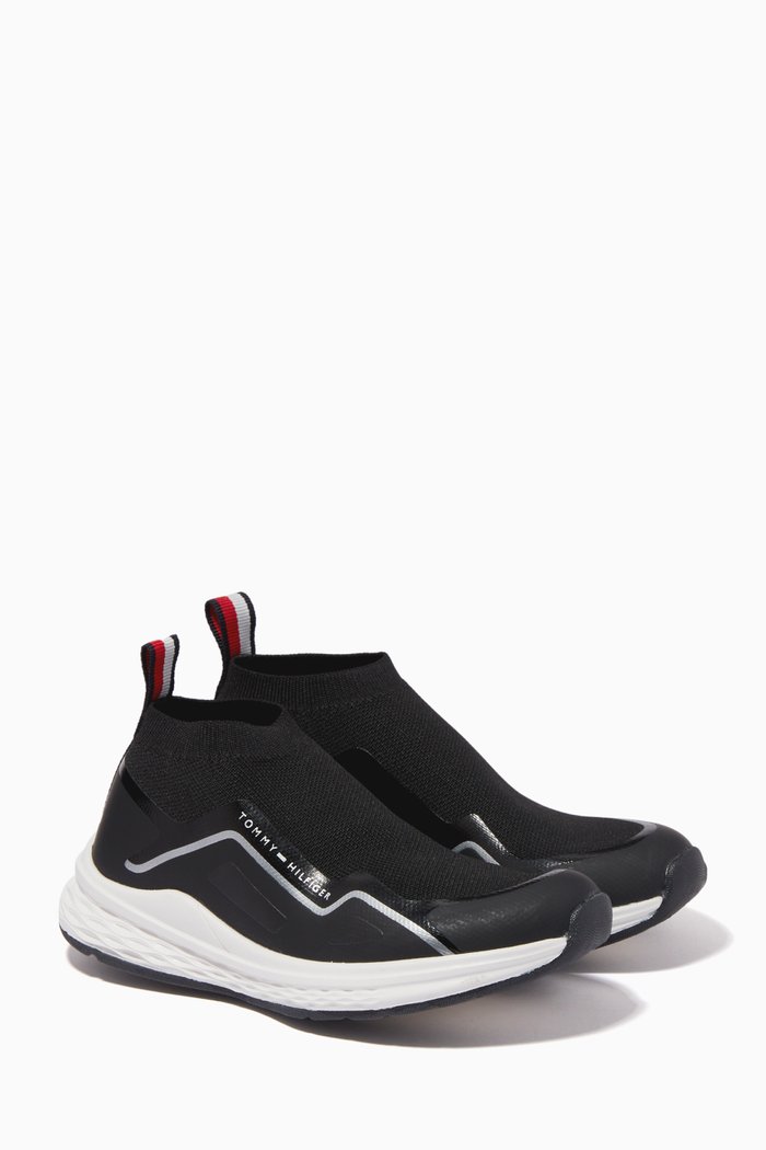 

Logo Sock Sneakers in Knit, Black