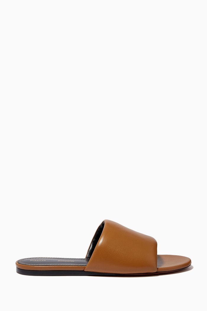 

Rondo Flat Slides in Nappa Leather, Brown