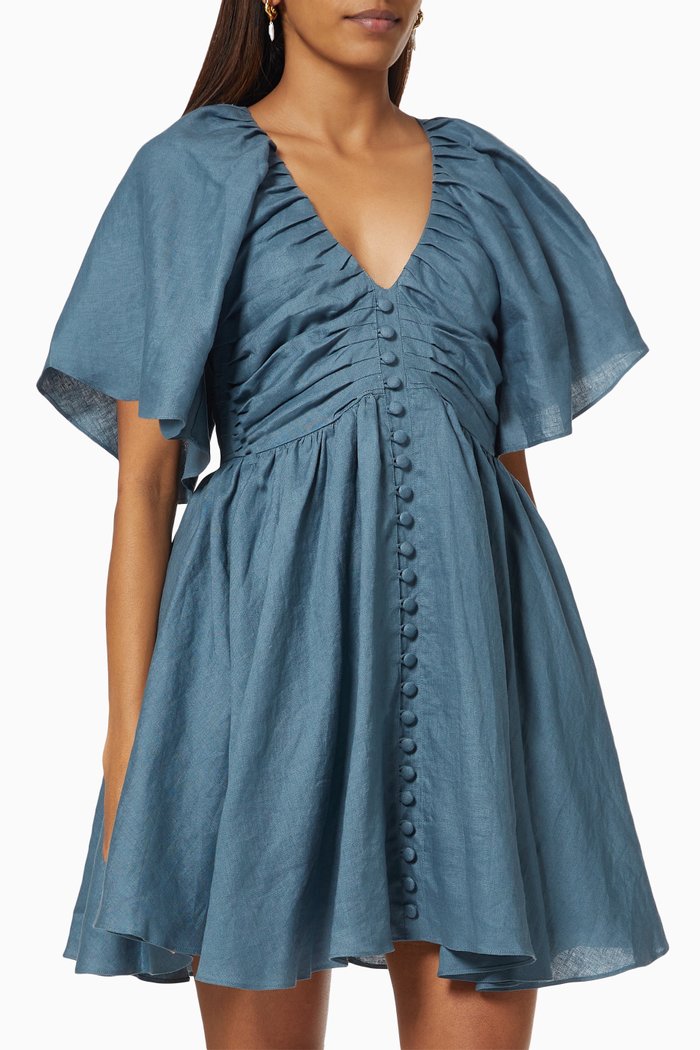 

Irm Mini Dress in Linen, Blue