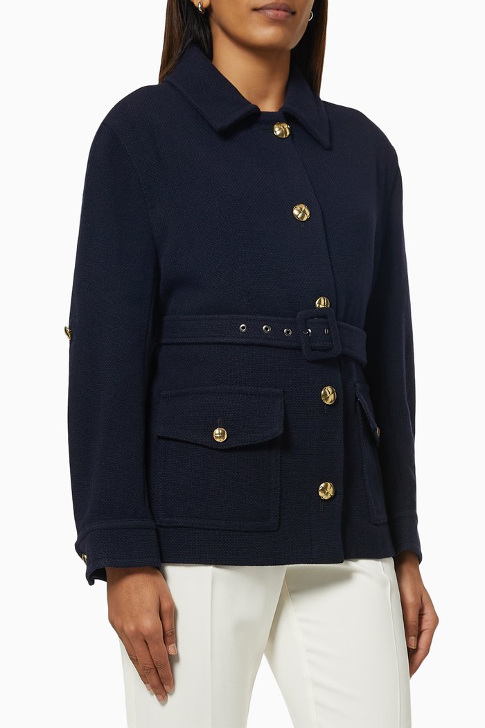 

Mira Belted Jacket in Wool, Blue