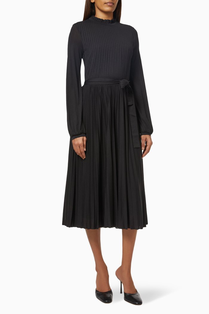 

Sirio Pleated Dress in Jersey, Black