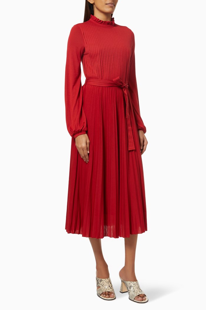 

Sirio Pleated Dress in Jersey, Red