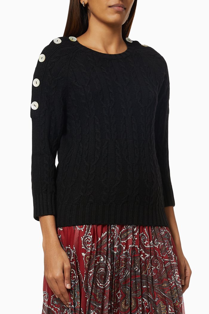Ustica Sweater in Cable-knit, Black