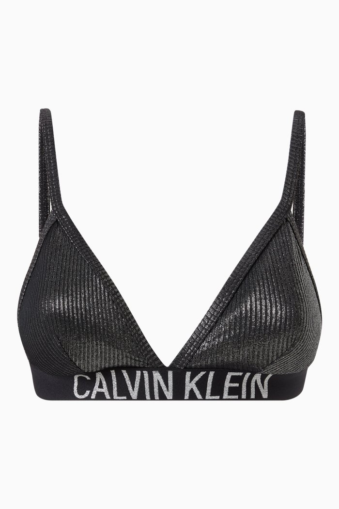 

Core Festive Triangle Bikini Top in Ribbed Knit, Black