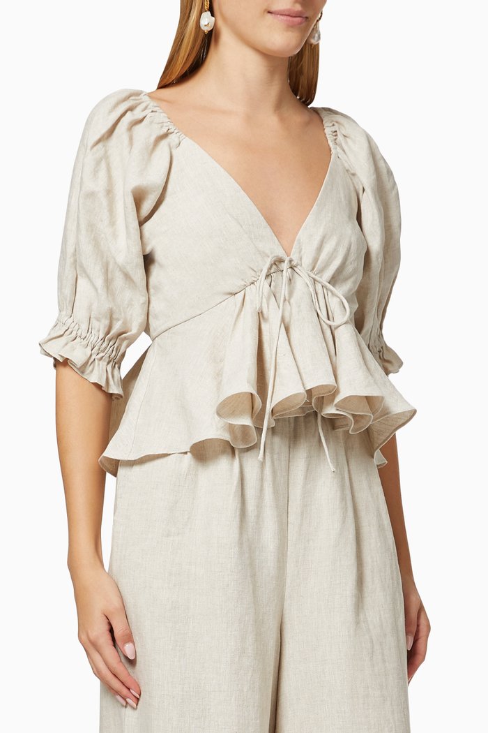 

Sophia Top in Linen Batiste, Neutral