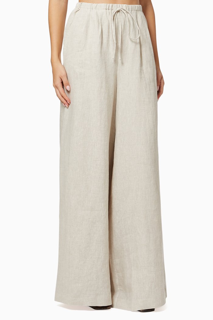 

Sophia Palazzo Pants in Linen Batiste, Neutral