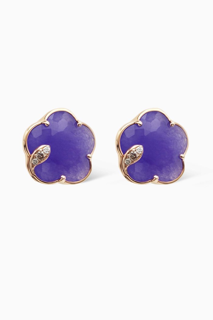 

Petit Joli Earrings with Violet Quartz & Diamonds in 18kt Rose Gold, Purple