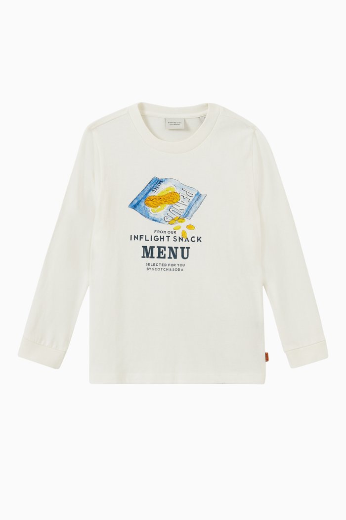 

Long Sleeve Graphic Print T-shirt in Organic Cotton, Neutral