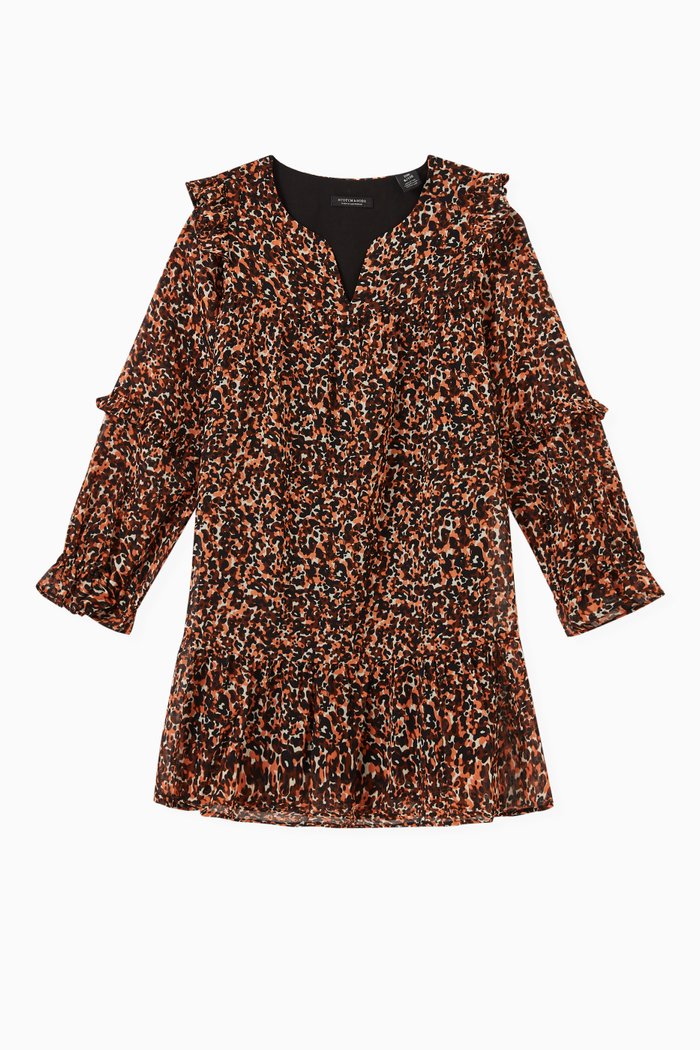 

Printed Tiered Ruffle Dress in Crêpe, Multicolour
