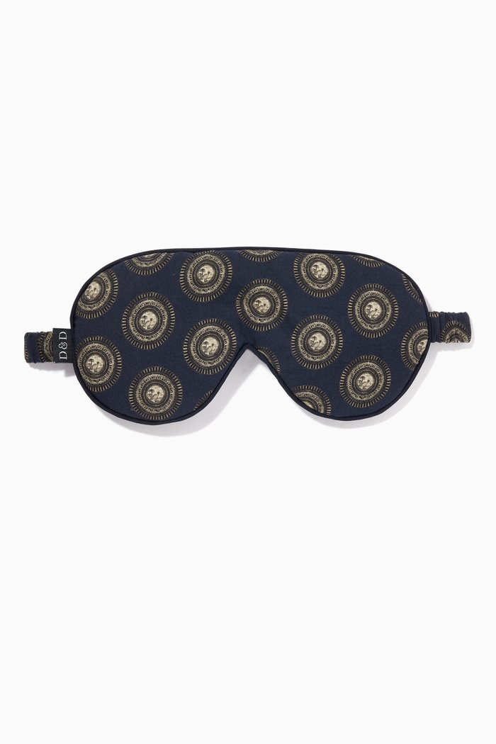 

Kiwi Stamp Print Eye Mask in Cotton, Blue
