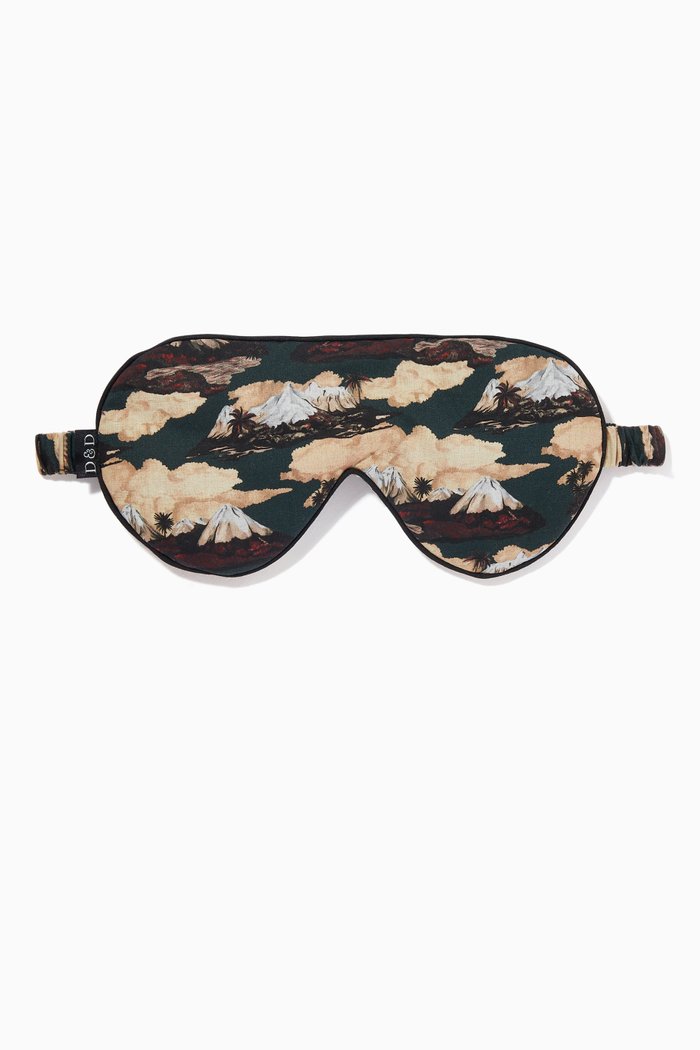 

South Island Print Eye Mask in Cotton, Multicolour