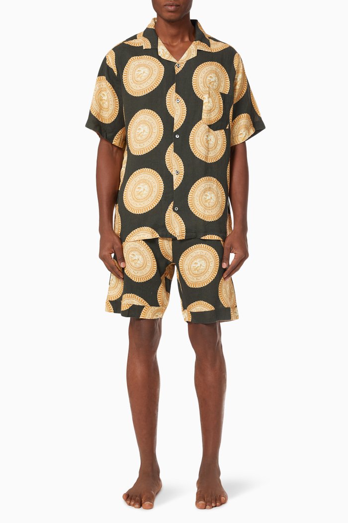 

Kiwi Print Cuban Pyjama Set in Cotton, Black