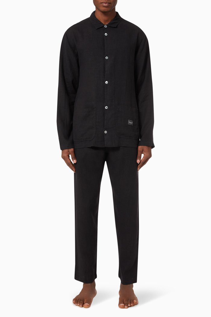 

Pocket Pyjama Set in Linen, Black