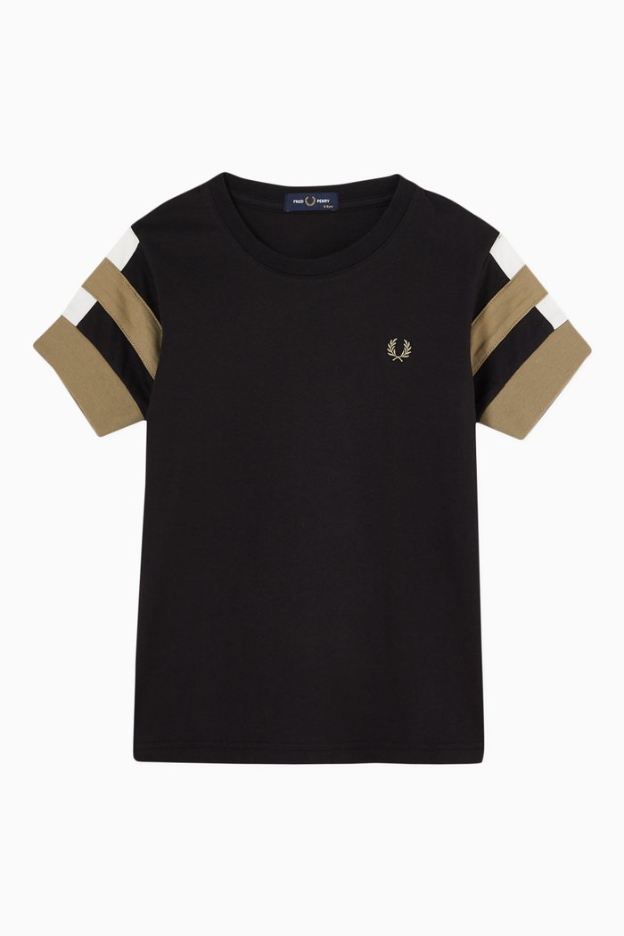 

Bold Tipped T-shirt in Cotton Jersey, Black