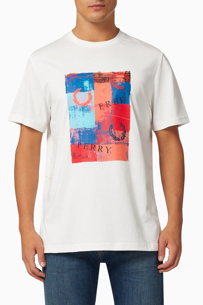 

Abstract Print Logo T-shirt in Cotton Jersey, Burgundy
