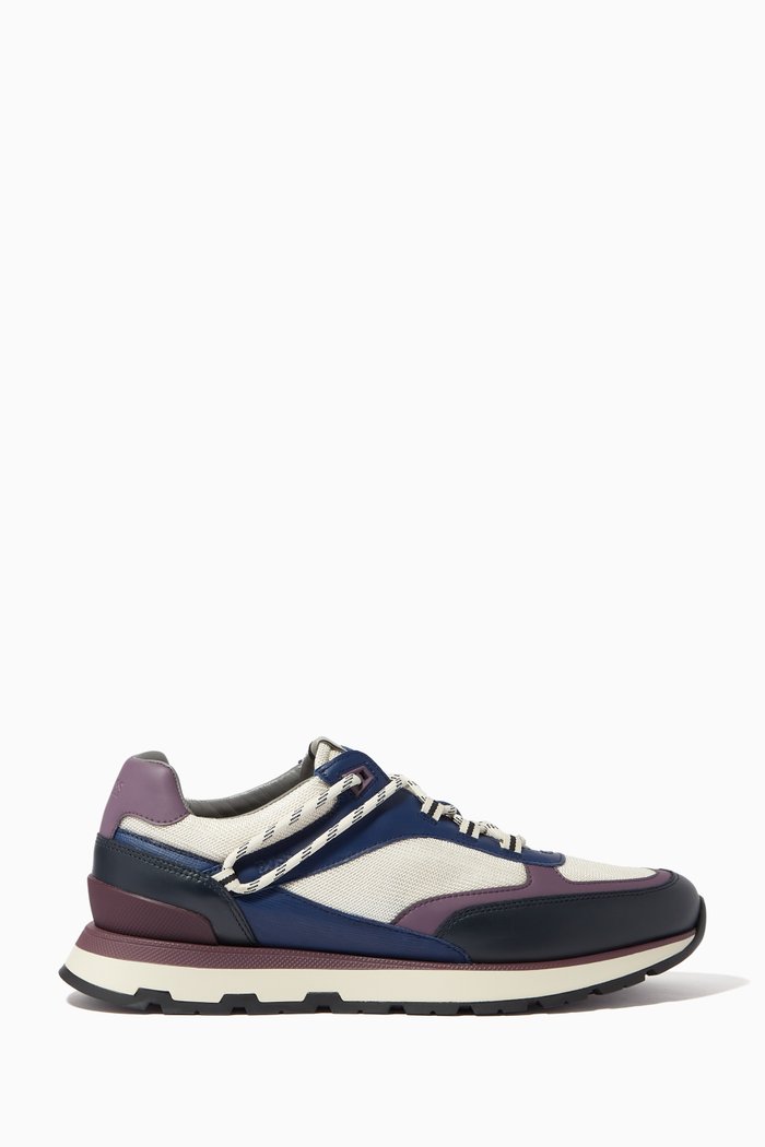 Arigon Running Sneakers in Leather & Mesh, Purple
