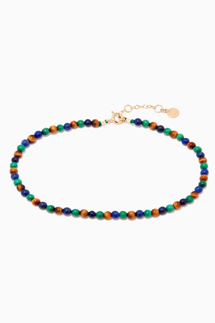 

Malachite, Lapis & Tiger Eye Anklet in 18kt Yellow Gold