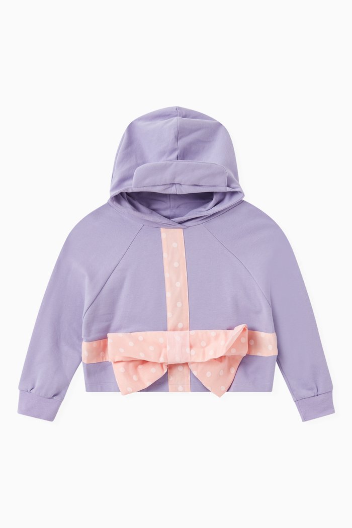 

Lucca Bow Hoodie in Knit, Purple