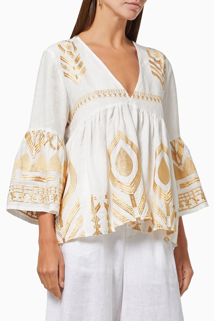 

Bohemian Embroidered Top in Cotton, White