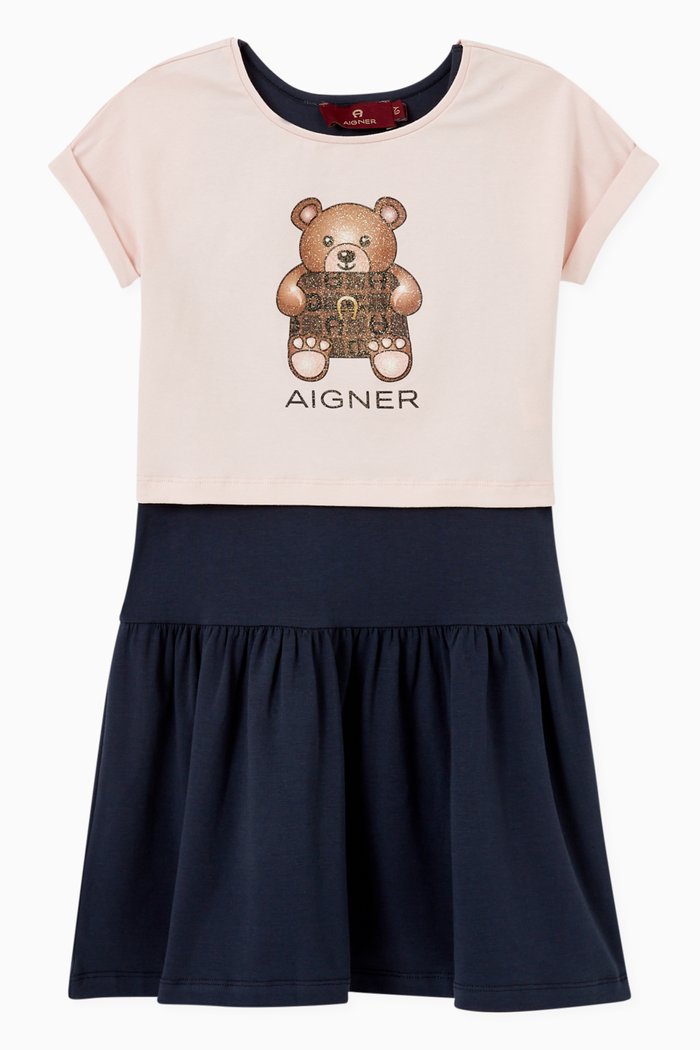 

Logo Dress with Bear T-shirt in Jersey, Blue
