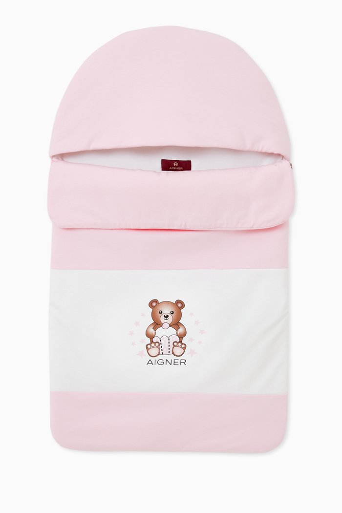 

Bear Sleeping Bag in Stretch Cotton, Pink