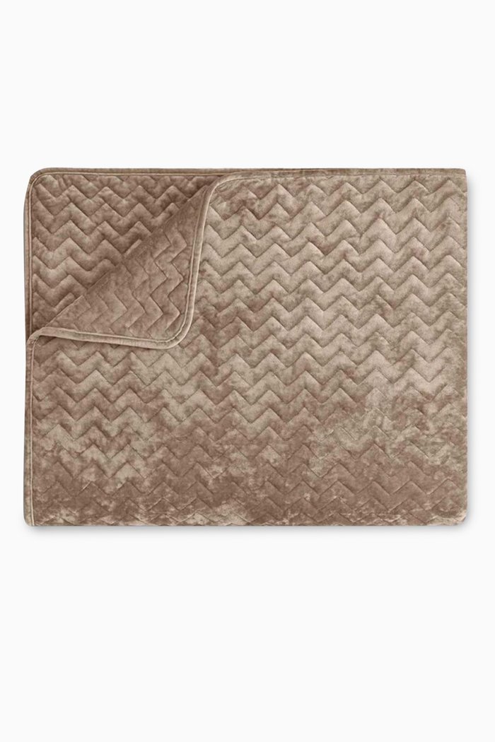 

Rosling Bedspread Set in Zigzag Quilted Velvet, 250 x 260cm, Brown