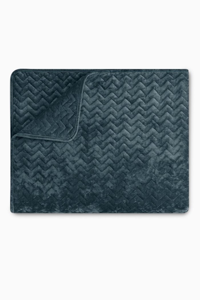 

Rosling Bedspread Set in Zigzag Quilted Velvet, 250 x 260cm, Blue