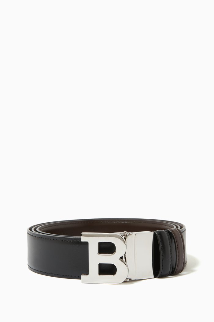 

B Buckle Reversible Belt in Leather, Black
