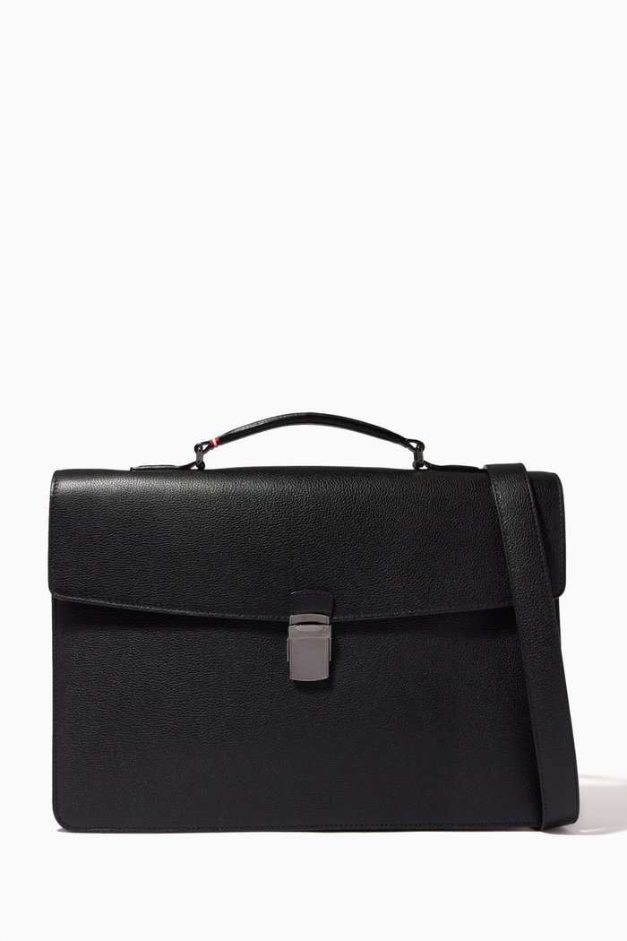 

Galberg Briefcase in Grained Leather, Black
