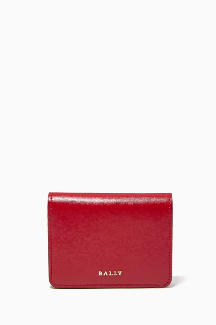 

Lettes Business Card Holder in Embossed Leather, Red
