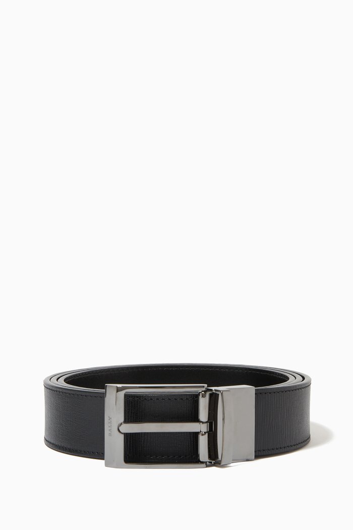

Shiff Belt in Embossed Calf Leather, Black
