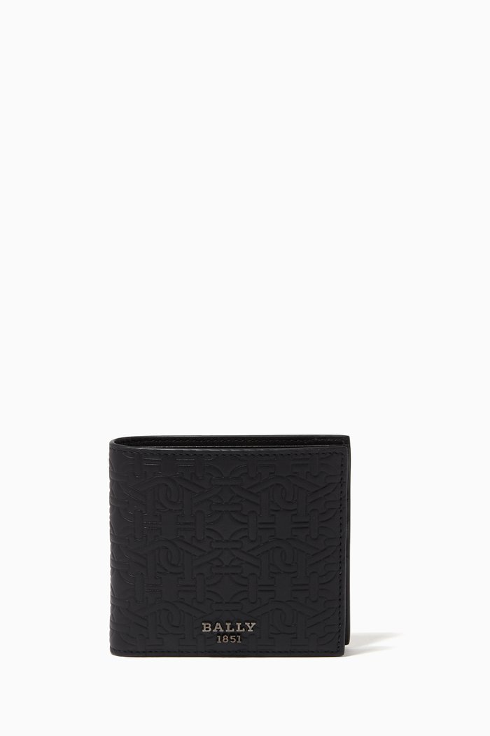 

Brasai Bi-fold Wallet in Embossed Leather, Black