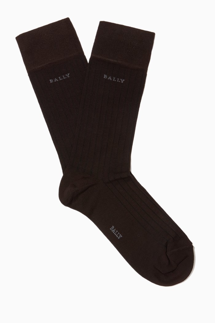 

Logo Socks in Cotton, Brown