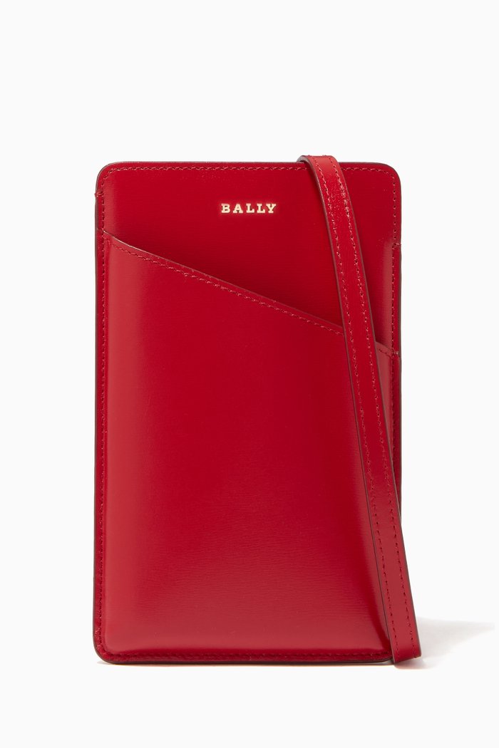 

Livya Phone Wallet in Embossed Leather, Red