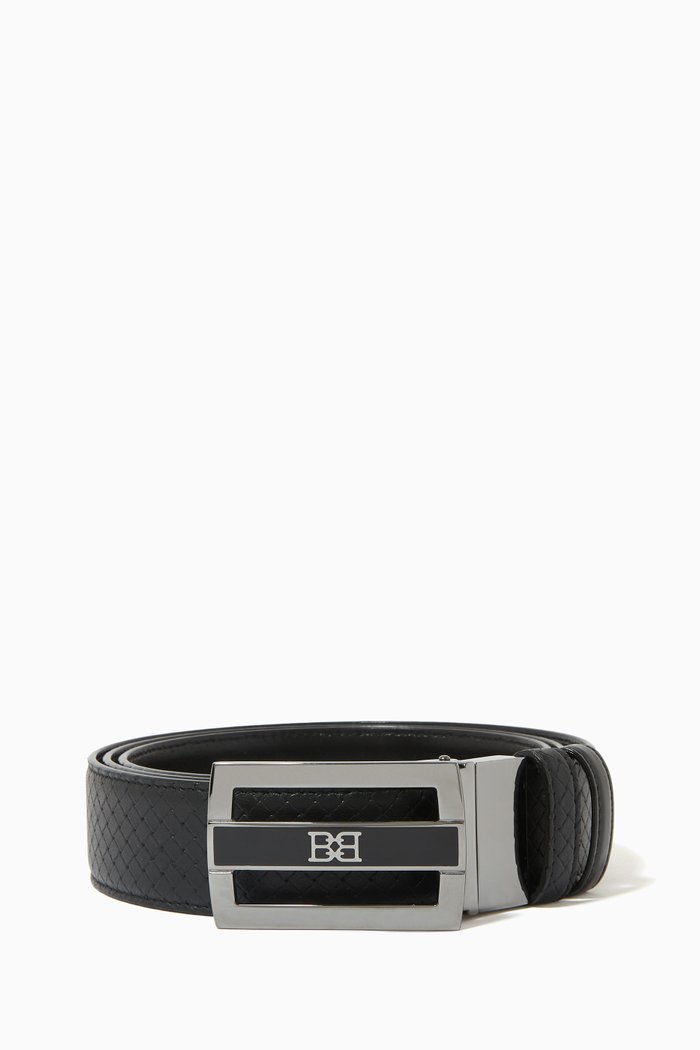 

Owen Reversible Belt in Embossed Leather, Black