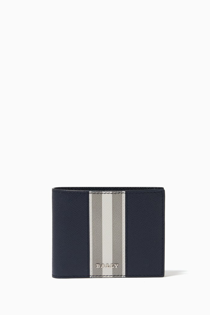 

Bevye Wallet in Embossed Leather, Blue
