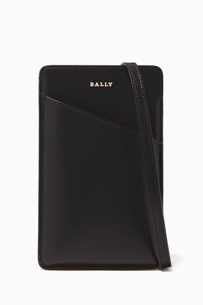 

Livya Phone Wallet in Embossed Leather, Black