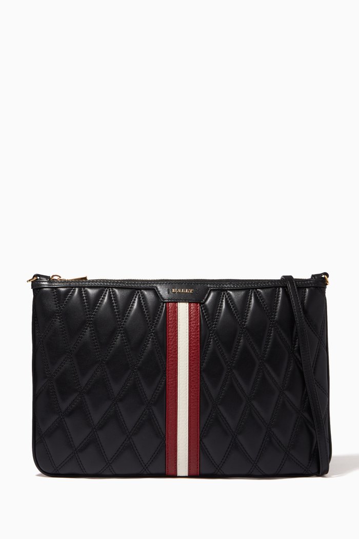 

Dasky Clutch Bag in Quilted Lamb Leather, Black