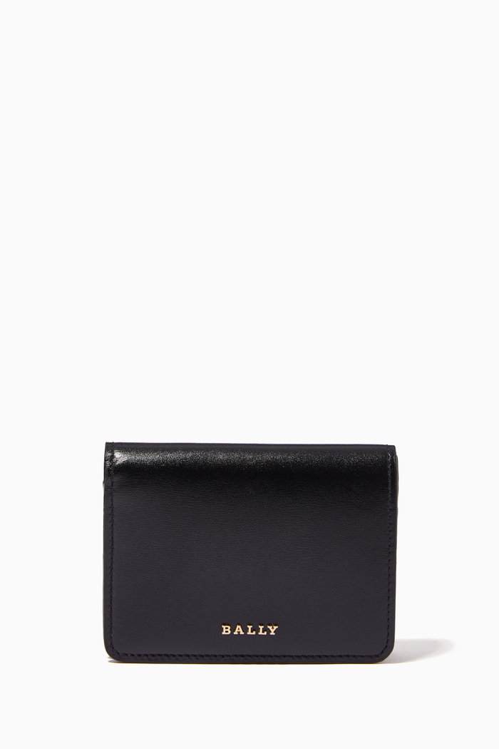 

Lettes Business Card Holder in Embossed Leather, Black