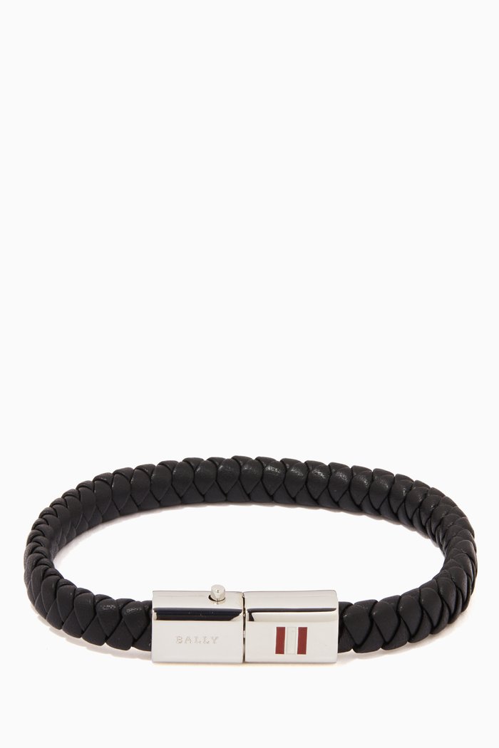 

Woven Bracelet in Calf Leather, Black