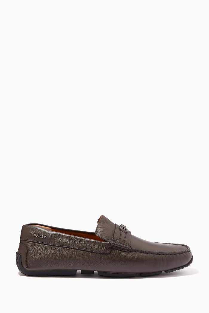 

Pilgim Driver Shoes in Grained Leather, Brown