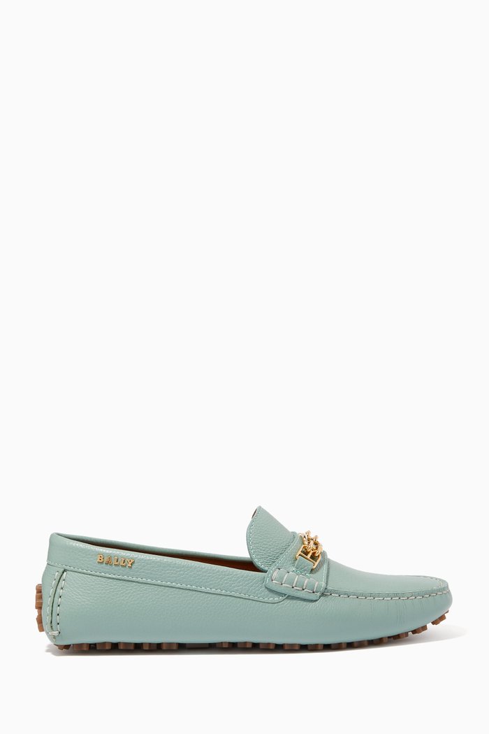 

Lezy Driver Shoes in Grained Leather, Blue