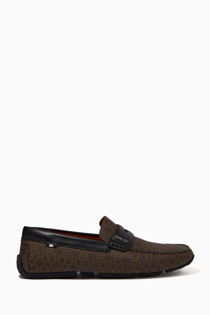 Pavel Driver Shoes with Monogram, Brown