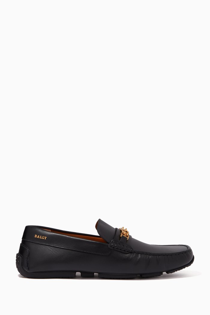 Pamelo Driver Shoes in Calf Leather, Black