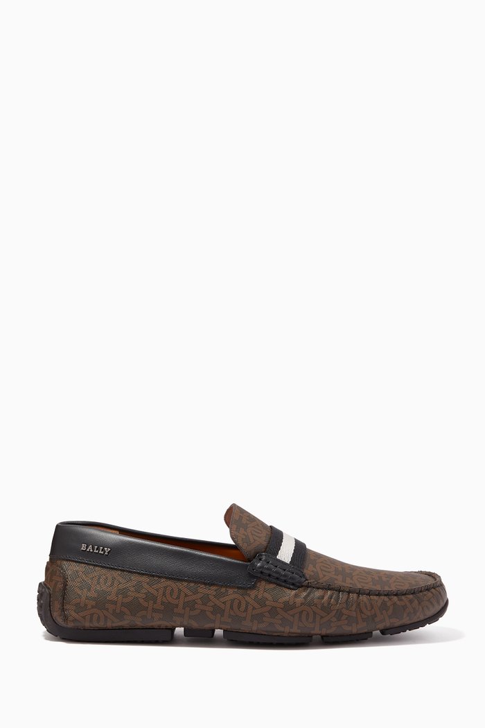 

Pearce Driver Shoes with Monogram, Brown